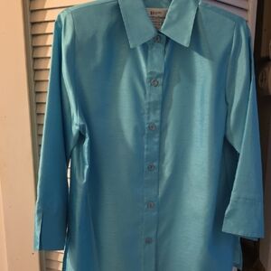 Elegant Women's Blue Dress Shirt